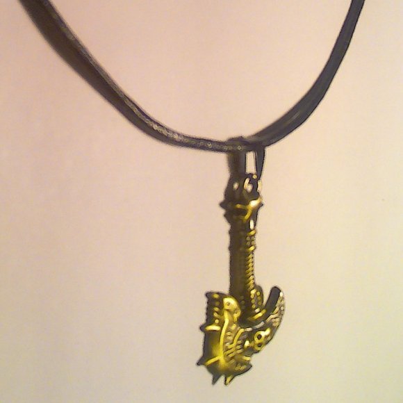 Gothic Biker Bronze Skull Axe Unisex 20" Leather Cord Choker/Necklace - Picture 10 of 10